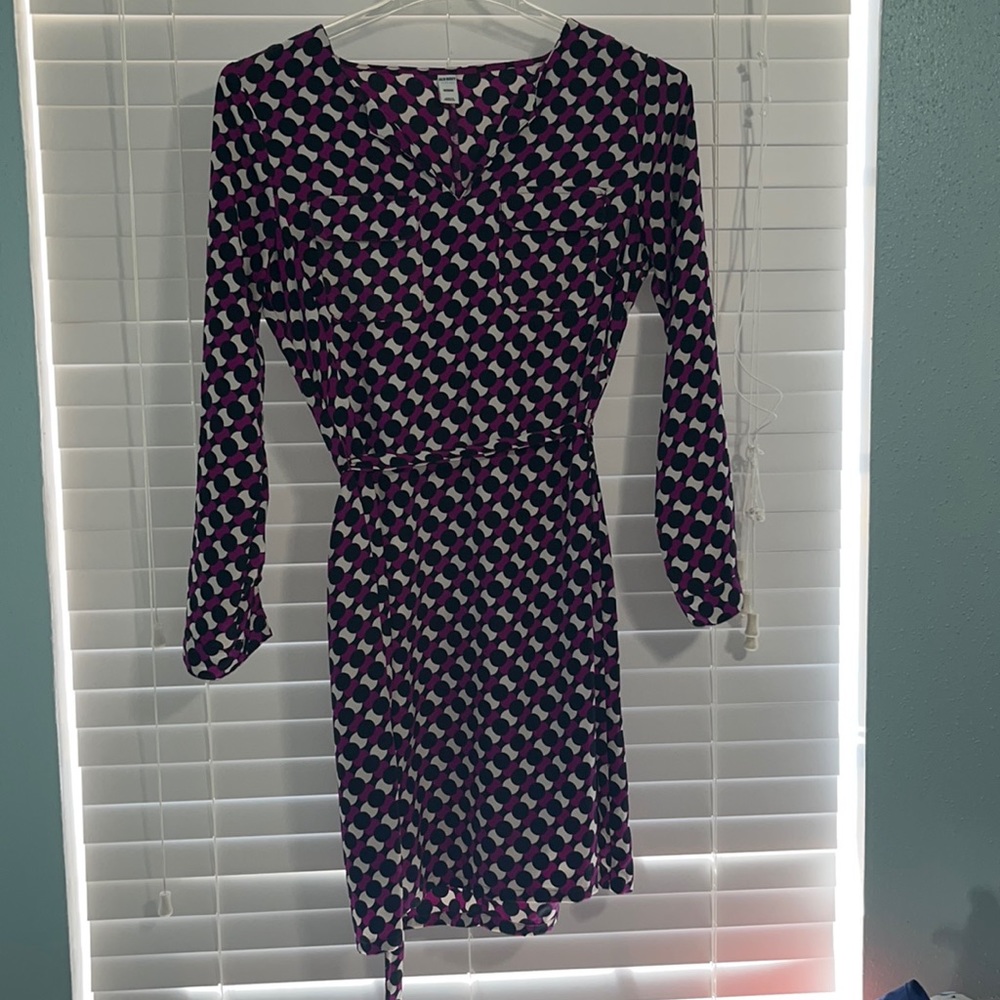Old Navy purple black and white polka dot dress